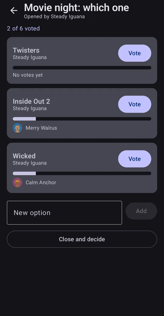Pickle: Group Vote & Decide on Google Play, screen 1