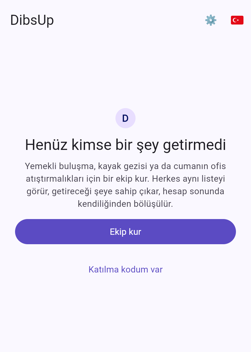 DibsUp ekranı