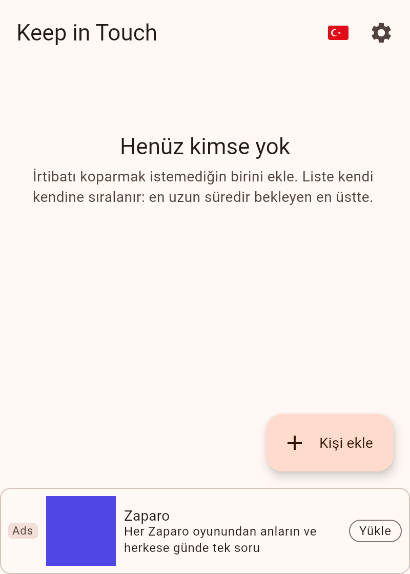 Keep in Touch ekranı
