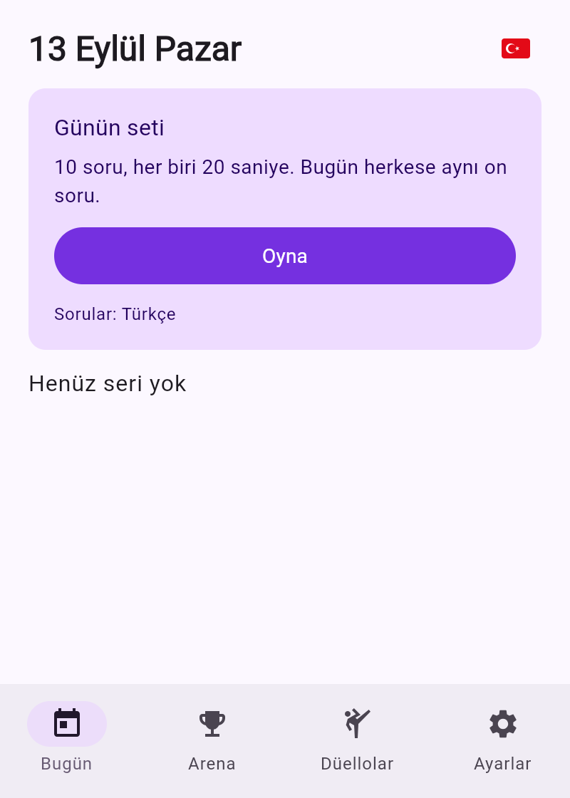Quiz Arena ekranı