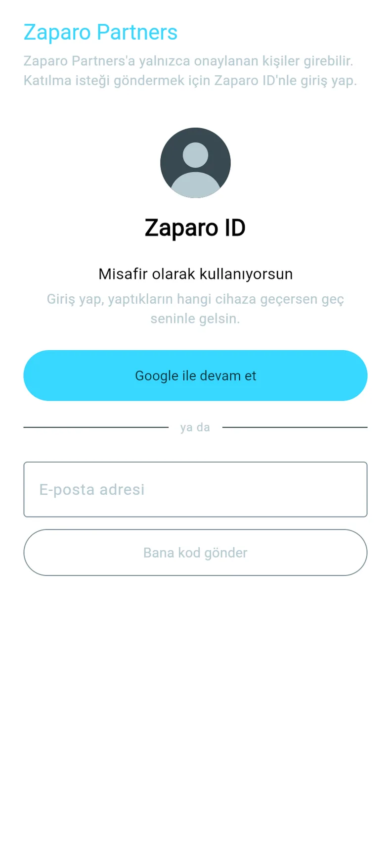 Zaparo Partners — ilk ekran
